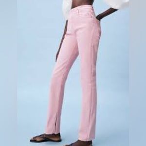 Zara pink jeans with split raw hem